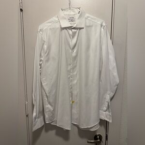 Calvin Klein Men’s XL Dress LS White Shirt (17.5 34/35) Slim Fit Stretch Wrinkle